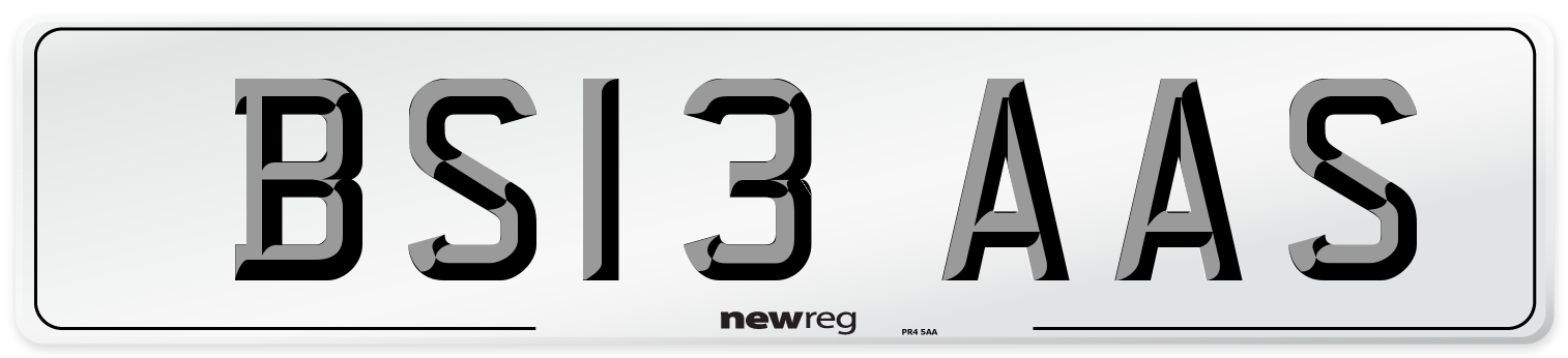 BS13 AAS Number Plate from New Reg